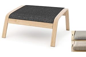 Vepping Lude Multi Colored Armchair Replacement Cover, Fits IKEA Poäng Armchair, Cushion not Included (Footstool Design 1, Tetron Cotton - Black)