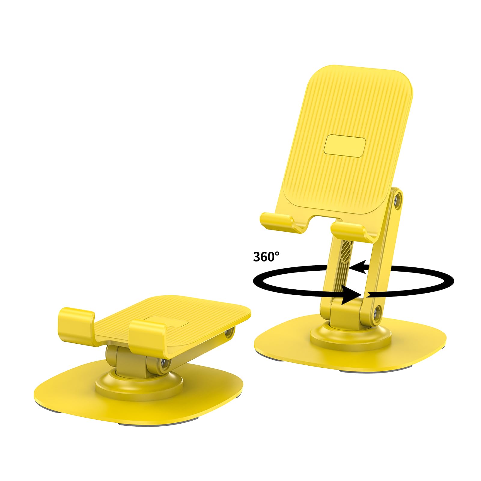 Photo 1 of 360° Degree Rotating Mobile Phone Holder,Fully Adjustable Foldable Desktop Phone Holder Stand Base,Foldable Desktop Cell Phone Stands for iPhone15 14 13 Pro Xr Xs Max X Plus iPad Samsung(K69-Yellow)