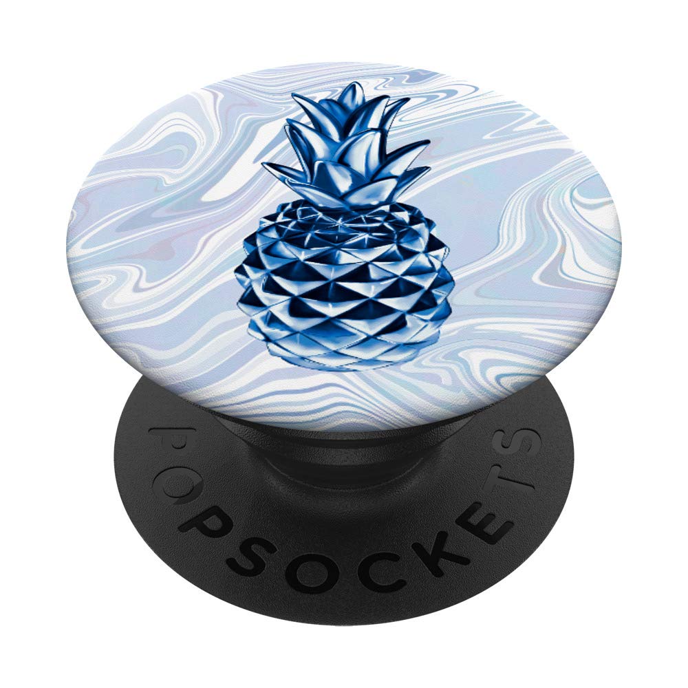 Blue Multicolored Swirl with Pineapple PopSockets Grip and Stand for Phones and Tablets
