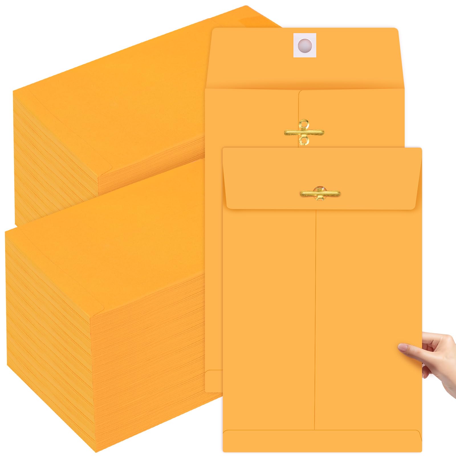 Photo 1 of 100 Pcs 5 x 7.5 Manilla Envelopes Kraft Catalog with Clasp Closure & Gummed Seal 28lb Kraft Paper Heavyweight Paper Envelopes for Mailing Storing Document Office School Business Home