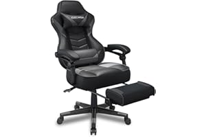 ELECWISH Gaming Chair, Backrest and Seat Height Adjustable Swivel Recliner Racing Office Computer Ergonomic Video Game Chair with Footrest and Lumbar Support, Gray
