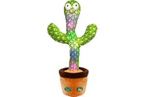PBOOO [Update Volume Adjustable] Talking Cactus Toy Mimics Back, Gift Package Repeat Talking Cactus Plush Toys - Talking Sing+Repeat+Dancing+Recording+Rainbow Led Cactus Toy(15 Second Recording)