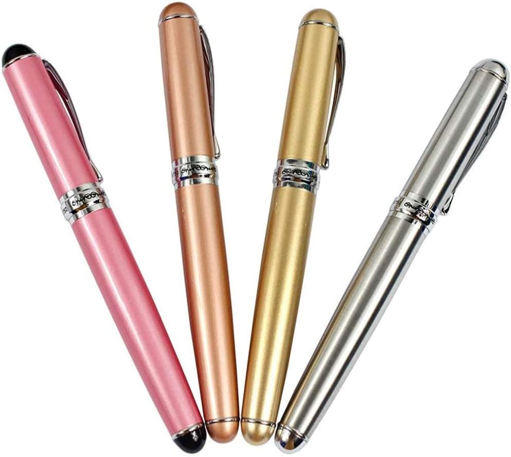 Ranvi JinHao 750 Fountain Pen, Medium Metal Nib With Ink Converter,4 PCS,4 Colors (silver, gold,rose gold,champagne pink)