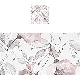 ALAZA Pink Rose Flower Gray Leaves Bath Towel Sets for Bathroom Set Cotton Hand Towels, Includ 1 Extra Large Bathroom Towel, 1 Wachcloth, Soft Luxury Absorbent Decorative Towels Face Towel