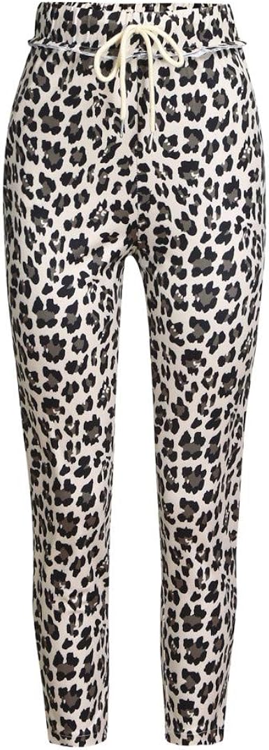 leopard print casual trousers