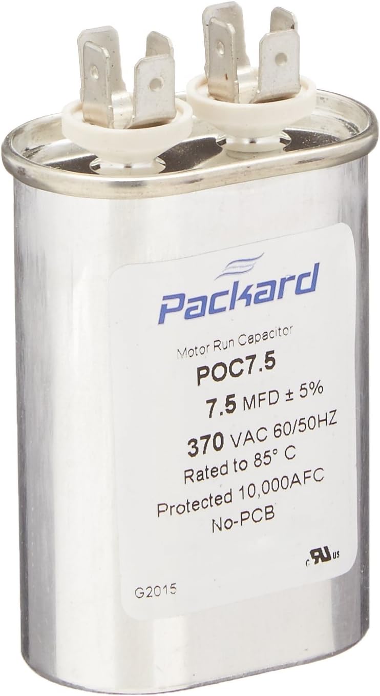 Packard 370 Volt Oval Run Capacitor 7.5 MFD