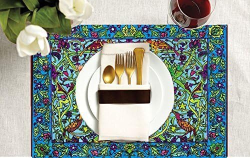 Adult Coloring Placemat- Birds and Flowers Design-Set of Four