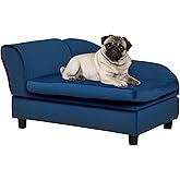 PawHut Luxury Fancy Dog Couch with Hidden Storage, Small Dog Sofa Bed with 2" Soft Foam, Modern Pet Furniture for Puppies &amp; Little Breeds, Blue