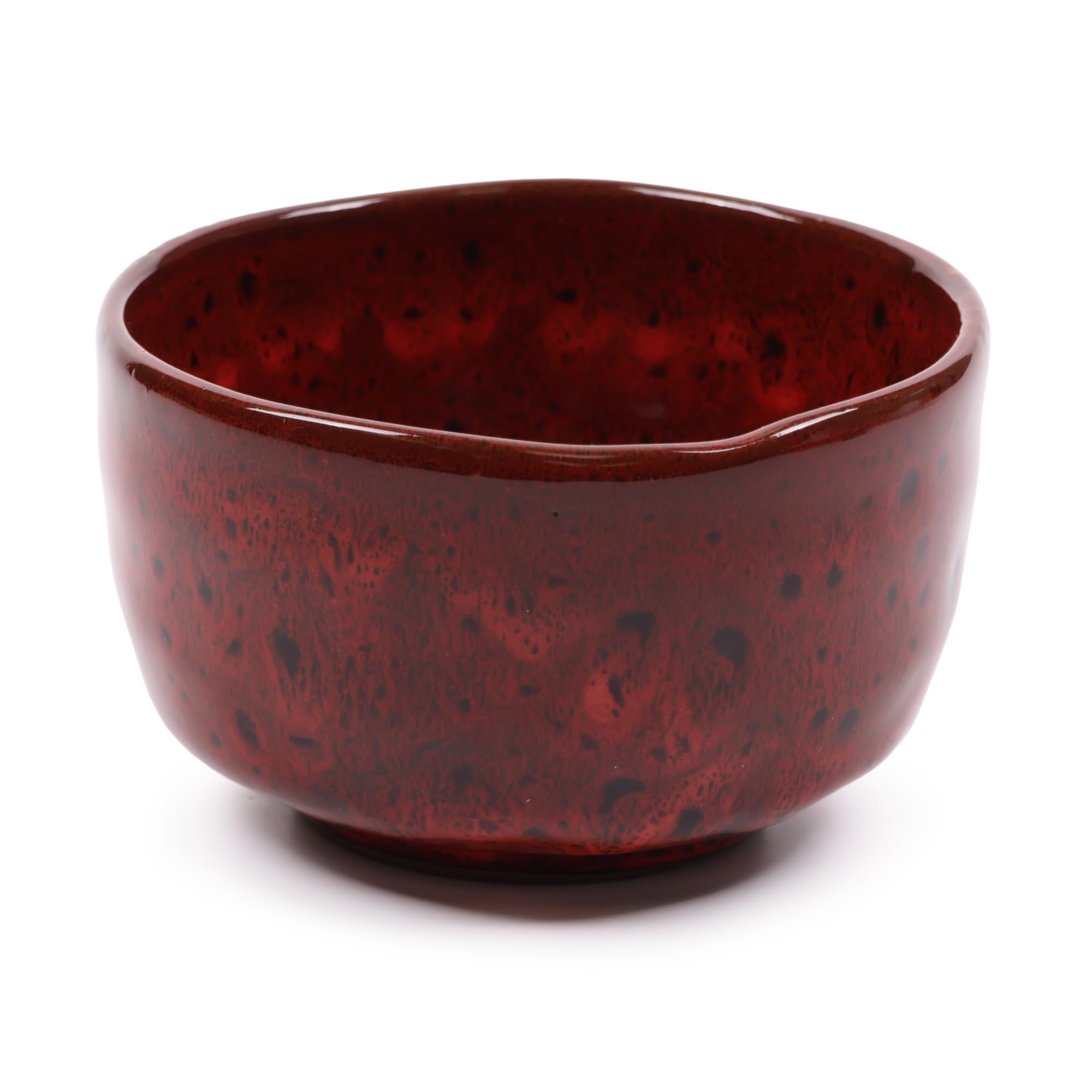 BambooMN Brand - Matcha Tea Bowl - Deep Red with Black