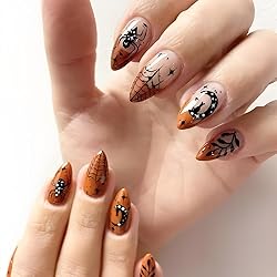 24Pcs Halloween Press on Nails Almond Short Fake