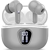 Wireless Earbuds, Bluetooth 5.4 Headphones HiFi Stereo, Bluetooth Earbuds with ENC Noise Cancelling Mic, IP7 Waterproof in Ear Earphones, 48H, LED Display Ear buds for Pad Phones Workout Sports, Grey