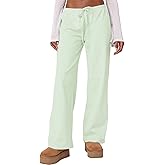 Ugerlov Women's Wide Leg Striped Pants Casual Drawstring Elastic Low Rise Pajama Pants Lounge Wear Trousers