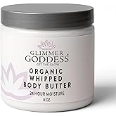 GLIMMER GODDESS Organic Whipped Body Butter for Women - Moisturizer Cream with Shea & Cocoa Butter, Almonds & Coconut Oil - Autumn Breeze, 8oz