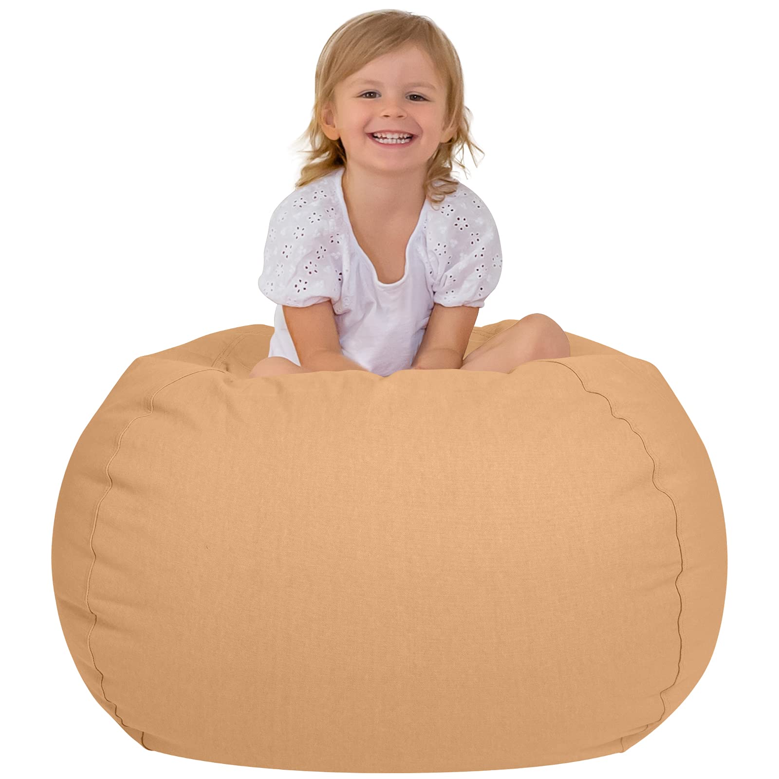 Photo 1 of Aubliss Stuffed Animal Bean Bag Storage Chair (Solid Khaki, Large (38''))