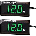 2 Pieces DC 4 to 28V Car Digital Voltmeter 12V Voltage Meter Car Audio Gauge LED Display 12V Waterproof Voltage Gauge Meter for Motorcycle(Green Light)