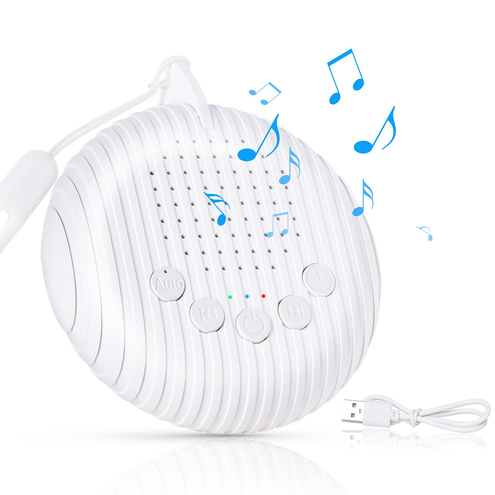 URAQT White Noise Machine, 10 Soothing Nature Sounds Therapy Portable Sleep Sound Machine, Mini Sound Machine for Baby Kids Adults, USB Rechargeable Baby Sleep Machine with 3 Timer Memory Functions