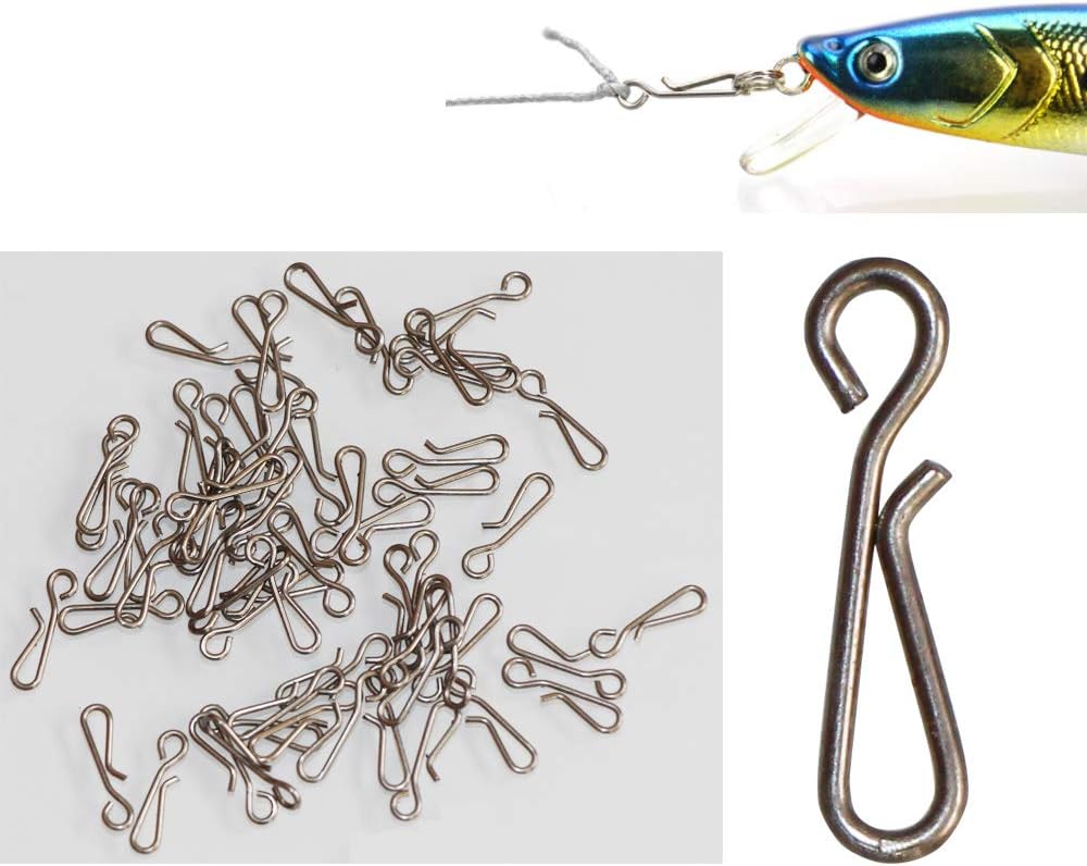 LikeFish 100pcs Hanging Snaps Fast Fishing Swivel Snap Clips Stainless Steel Quick