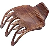 Parcelona French Paw Wide Side Slide Yoga Jaw Hair Clips Strong Hold No Slip Grip Girls Beak Hair Claw Clips for Women Durable Stylish Paris Hair Accessories, Made In France (Brown Streaks)