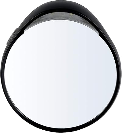 Tweezerman 10x Magnifying LED Lighted Mirror Travel Suction Cups Tweezing Makeup