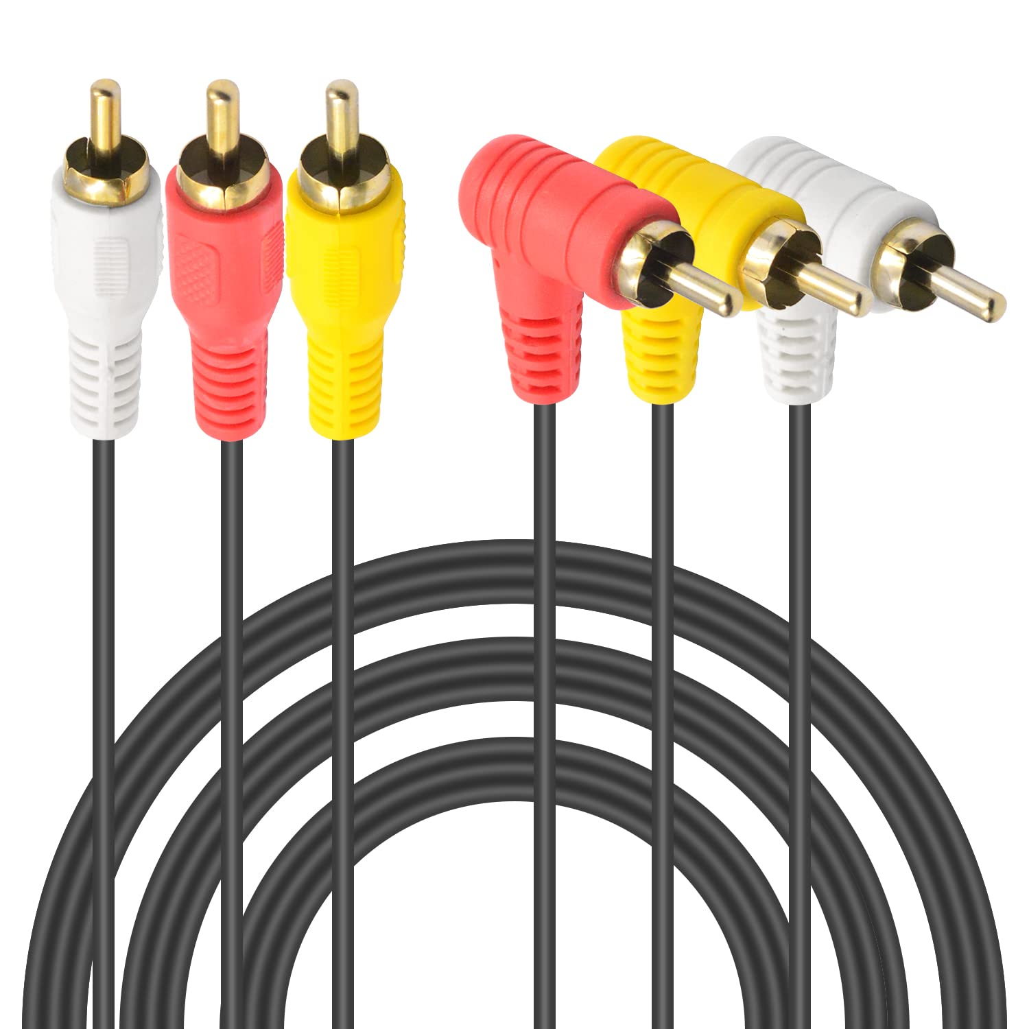 Duttek 3 RCA to 3 RCA Cable,3 RCA Cables Male to Male,RCA Splitter composite video audio A/V AV cable Suitable for 3RCA port between the audio signal or video signal transmission(1.5M)