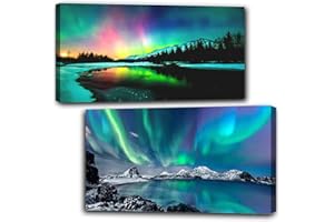 OFRKE 2 Pack Diamond Painting Kits，Large 5D DIY Aurora Diamond Painting Kits for Adults，DIY Full Drill Crystal Rhinestone Arts and Crafts，Lake Gem Art Painting with Diamond for Home Wall Decor (28X16inch)