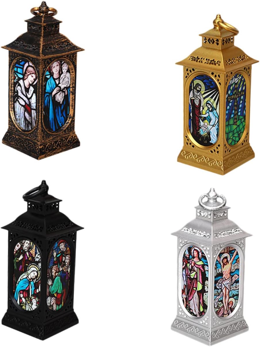Snow Globes - LABRIMP 4pcs Globe Home Corpus Desk Water Snow Restaurant Christ Crucifix Color Christmas Religious Night Hanging Decoration Random Party Ornament Colored Hotel Jesus Display Light
