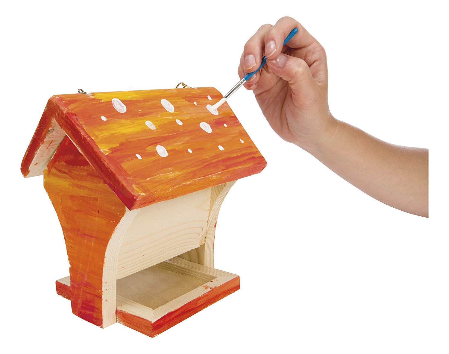 Beetle & Bee Paint a Bird Bistro - DIY Kid Art Craft Outdoor Birdhouse Kit, Bird House Painting Kit for Kids, Hardware & Glue Included- 4 Paints, 1 Brush, 7 Wooden Pcs, Age 5+