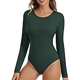MAXTOOA Long Sleeve Bodysuit Crew Neck for Women Stretchy Soft Shirts 2025 Fall Body Suits for Womens