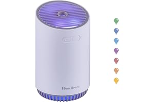 HomBreez Mini Humidifier, Cool Mist Humidifier for Baby, 320ml Small Air Humidifier for Bedroom Plants Indoor, Portable Humidifier for Car Outdoor, 2 Mist Mode with LED Light and Auto Shut-Off (White)