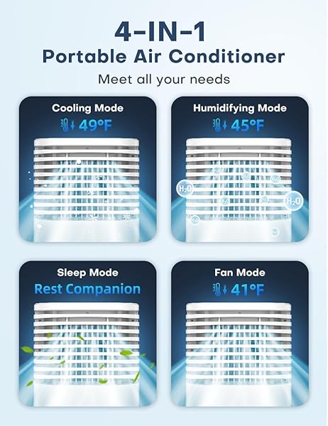 CENSTECH WINDOWLESS AIR CONDITIONER, SWAMP COOLER WITH 4 MODES & 3 SPEEDS, 15H TIMER FOR SMART AUTO-OFF, 2-GAL TANK FOR 20H COOLING, REMOTE, 120° OSCILLATING PORTABLE AIR CONDITIONERS NO HOSE NEEDED
