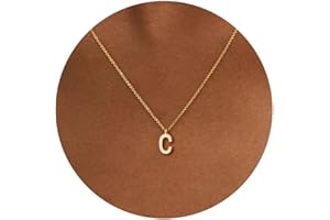 HANLI Initial Necklaces for Women - 14k Gold Plated Dainty Letter Necklace Simple Alphabet A-Z Necklace Personalized Monogram Name Necklace for Women Jewelry