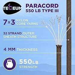 TECEUM Paracord Type III 550 Grizzly Brown – 50