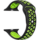 Apple Watch Band - Ostart Soft Silicone Nike+ Sport Style Replacement iWatch Strap band for Apple Wrist Watch (42mm Black+Green)