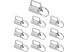 10Pcs Silver Metal Key Chain Clamps, DIY Wristlet Fob Clips for Webbing, Belt & Bag Craft Projects
