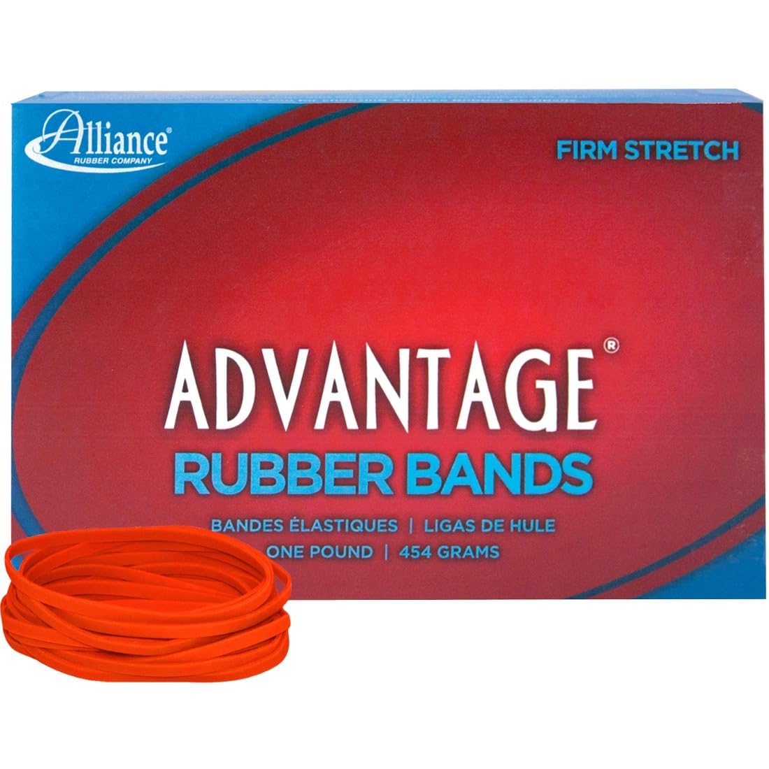 Alliance Rubber 96335 Advantage Rubber Bands Size #33, 1 lb Box Contains Approx. 600 Bands (3 1/2" x 1/8", Red)