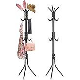 Swpeet 1 Pack 68'' Coat Rack, Freestanding Hat Rack, Clothing Rack, Metal Coat Tree Stand Kit Contains 11 Hook 2 Tube 22 Pipe