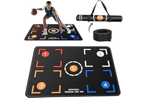 2F22E Portable Basketball Footwork Training Mat, Agility Footstep Training Mat, Basketball Pads for Training All Levels, Non-Slip Silent Equipment for All Ages to Improve Speed, Strength and Coordination
