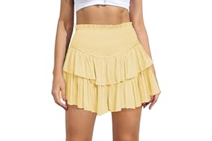MIYIEONZ Women's Cute High Waist Ruffle Mini Skirt Layered Ruffle Hem Flared Flowy Casual Swing Beach Mini Short Skirt