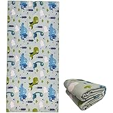 stampringt Extra Large Cute Blue Dinosaur Beach Towels for Kid Boys, Big Oversized Thick Microfiber Terry Cloth Sandproof Quick Dry 30 x 60