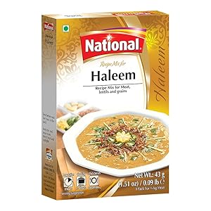National Foods Haleem Recipe Mix 1.51 oz (43g) | Traditional Curry Spice Powder | Essential South Asian Dish | Lentil & Meat Stew Seasoning Food | Box Pack