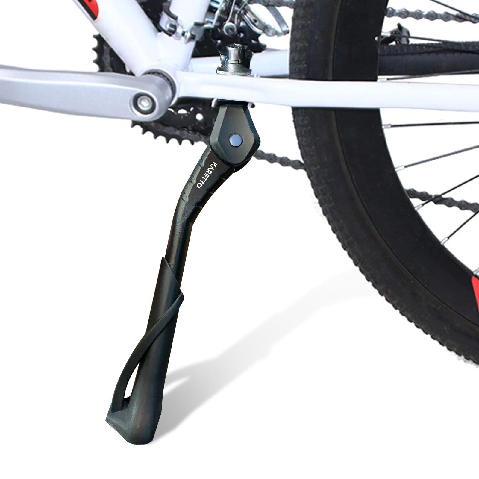 Photo 1 of Karetto Bike Kickstand Adults- Adjustable Center Aluminum Alloy Bicycle Stand Kickstand Fit for 24" 26" 28" 29" Bike Kick Stand for Mountain Bike Road Bicycles Kickstand