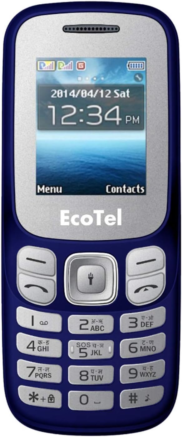 Ecotel E11 Slim Card Size Dual Sim Phone with External Memory Slot 1.8 inches Display Only Mobile Phone and Charging Cable in Box (Blue)