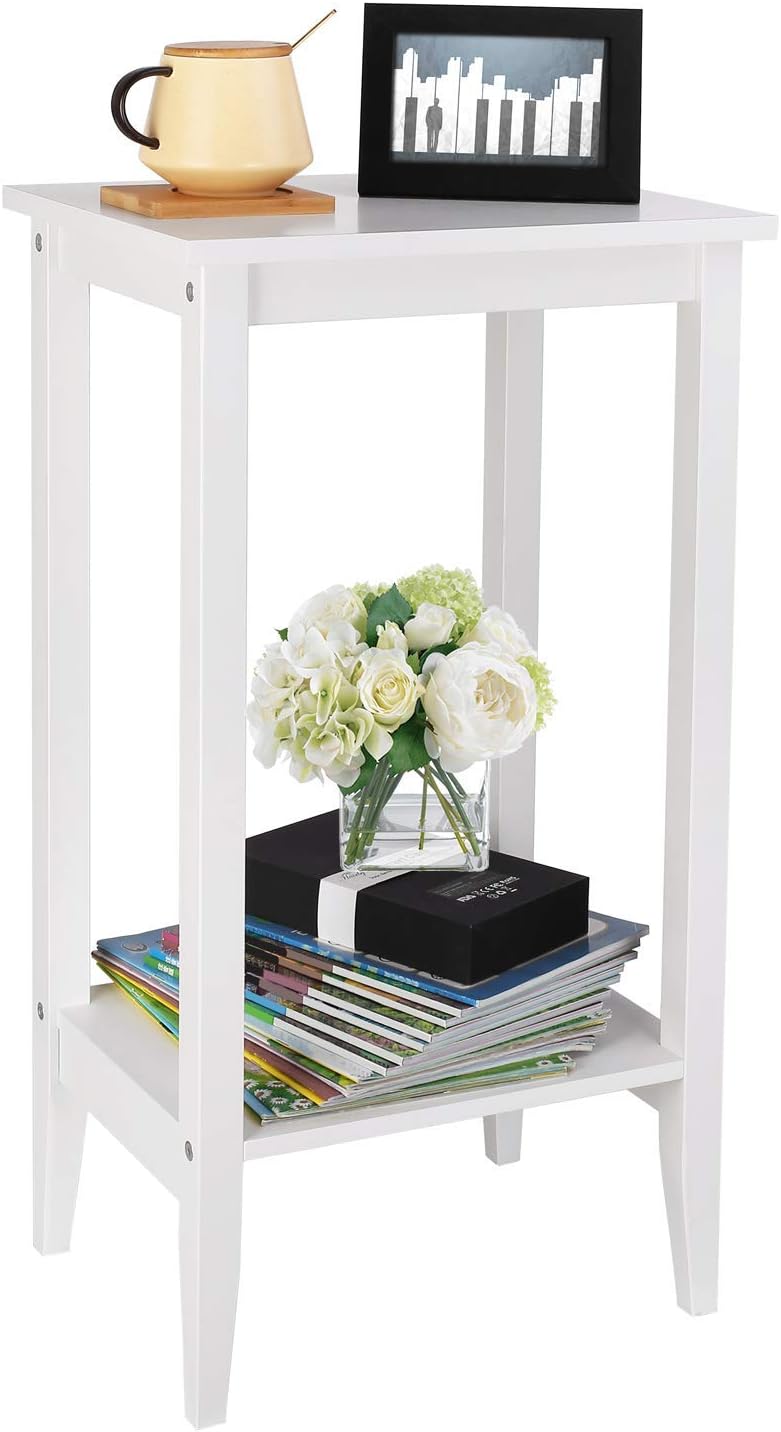 Homfa Tall Side Table End Table Bedside Table Sofa Table Slim Coffee Table With Shelf Storage Unit Wooden White 40 30 73 5cm 2 Set Amazon Co Uk Kitchen Home
