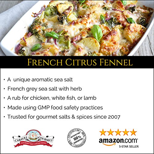 French Citrus Fennel Sea Salt - All-Natural French Grey Sea Salt with Fennel Seeds, Orange, Coriander, White Peppercorn - No Gluten, No MSG, Non-GMO - Cooking, Finishing Salt - 4 oz. Stackable Jar - Thumbnail 4