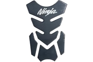 DECOR SEASON Carbon Fiber Motorcycle Chrome Logo Decal Vinyl Tank Protector 8.6‘’ Pad Compatible With Kawasaki Ninja 650 250 300 ZX6R ZX10R ZX12R ZX14R H2 H2R