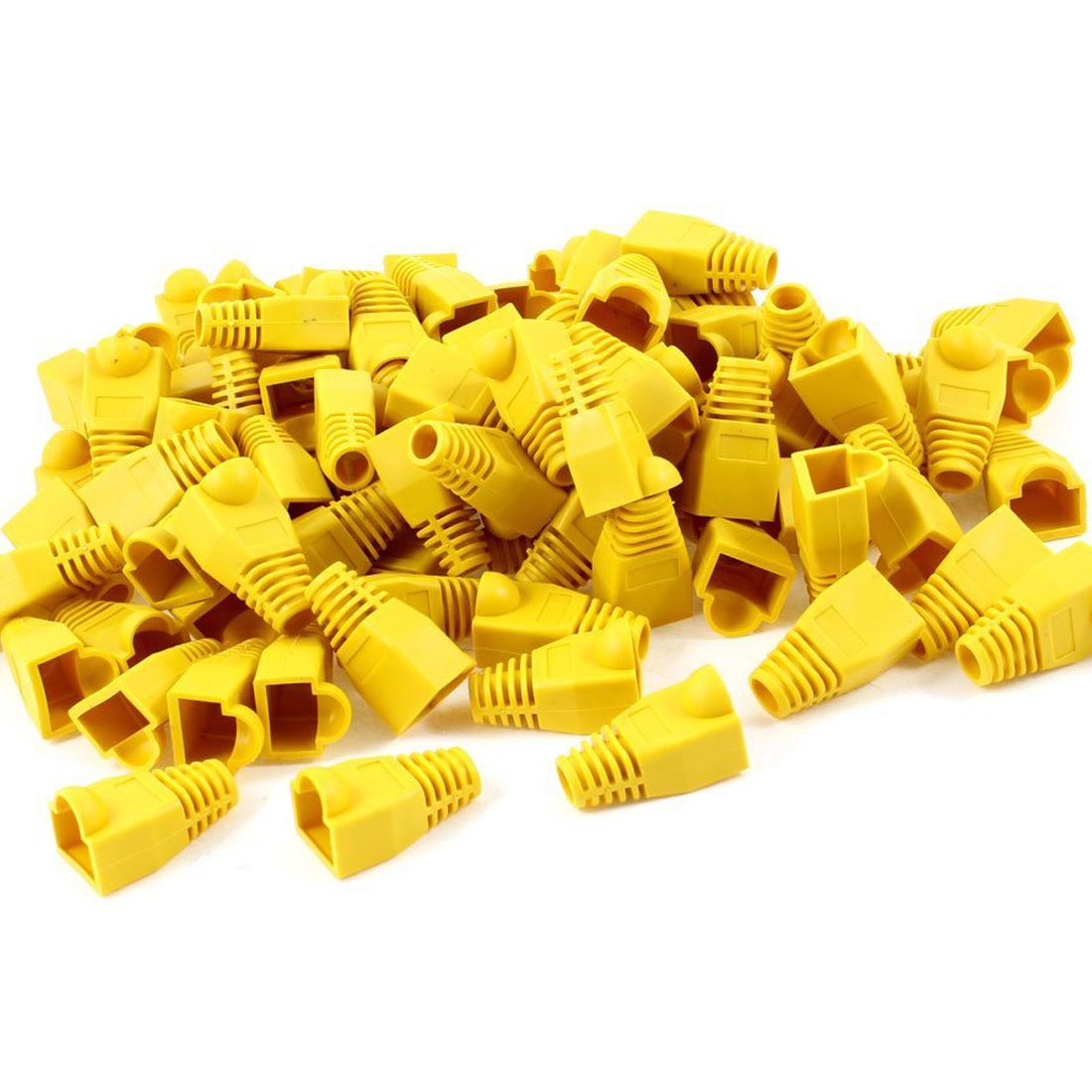 YIOVVOM Soft Plastic Ethernet RJ45 Cable Connector Boots Cover Strain Relief Boots CAT5 CAT5E CAT6 CAT6E 100PCS (Yellow)