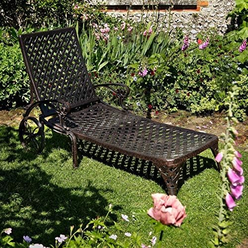 Lazy Susan Furniture - Amber Metal Garden Sunlounger Antique Bronze