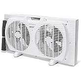 BEYOND BREEZE 9" Twin Window Fan, 2-Speed Expandable Dual Window Fan with Reversible Airflow Blades, Manual Controls