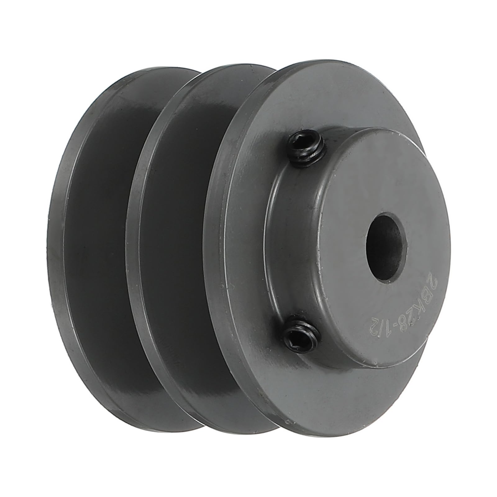 Photo 1 of uxcell 2BK28-1/2 V-Belt Sheave 1/2"Bore 2.95"OD Double Groove Web Sheave Bored-to-Size Sheave, Cast Iron, Belt Section for 3L or B Belt