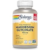 SOLARAY Magnesium Glycinate Capsules, Chelated Magnesium Bisglycinate w/BioPerine, Higher Absorption Magnesium Supplement - Bones, Muscles, Heart Support, Vegan (30 Servings, 120 VegCaps)